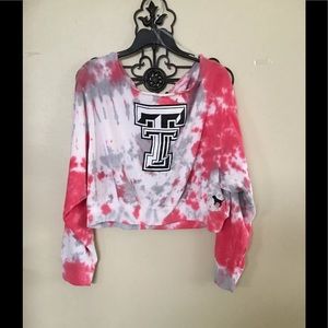 Pink Tech Texas lightweight sweat crop top NWT